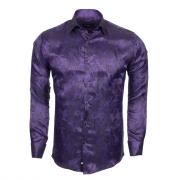 SL 446 Men's purple silk paisley patterned french cuff shirt Men's shirts